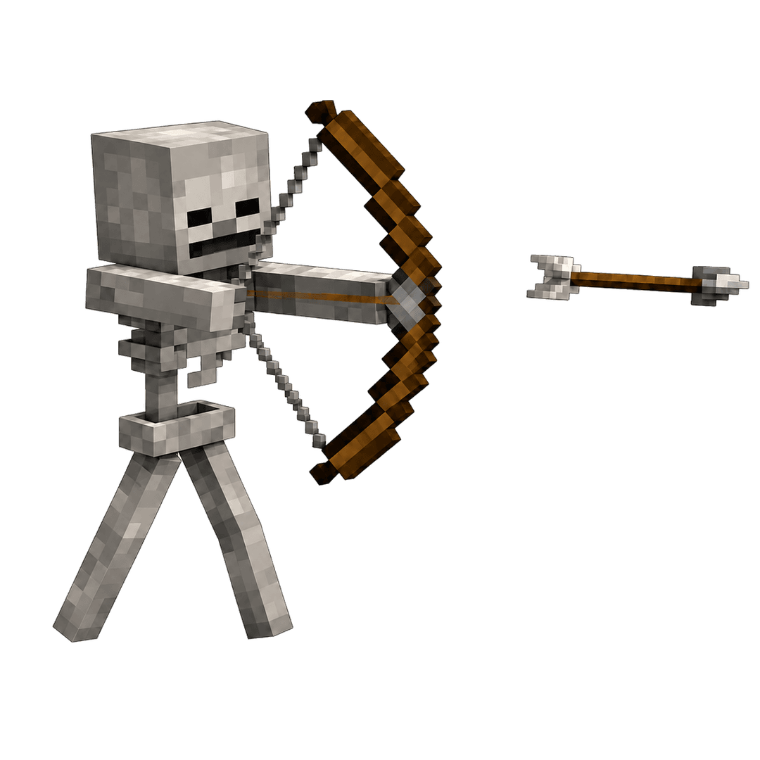 Minecraft skeleton drawing its bow